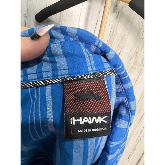 Tony Hawk Men's Blue Striped Short Sleeve Button-Up Shirt Size‎ Large - Picture 4 of 4